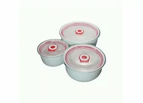 953075 - Набор посуды 3 предм (салатник 9,5см, 12,5см, 15см) пластик крышка/фарфор П/У МФК MFK20417 (1)