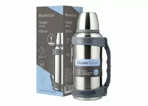 955911 - Термос Solden-2000 узкое горло, с кнопкой, 2л, ремешок, ручка, нерж.сталь 84130 Master House (1)