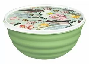 960219 - Миска (салатник) с крышкой Latina 3,2л, с декором Botanica зеленый 222133718/08 Homver (1)