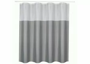 964971 - Штора для ванной комнаты полиэстер 180*180см,12колец,бело-сер,водоотталк  покрыт,311980/ Рыжий кот (1)