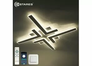965091 - Estares св-к-люстра св/д управл. ALCOR 120W(14400lm) 2K-4K-6K 820x820x45 пульт ДУ бел IP20 # (1)