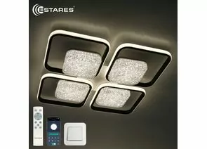 965093 - Estares св-к-люстра св/д управл. POLLO double 140W(16800lm) 2K-4K-6K 525x525x70 ДУ черн.бел IP20 # (1)