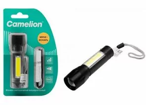 966053 - Camelion фонарь ручной LED29360 (акк.3.7V) 3W(100lm) до 250м 6K, 3реж. ZOOM пластик, USB, BL (1)