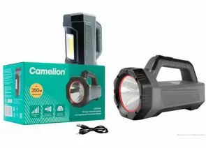 966065 - Camelion фонарь-прожектор LED29364 (акк.4V 2.4Ah) LED+COB 5W(350lm) 3реж, PowerBank, пластик, USB (1)