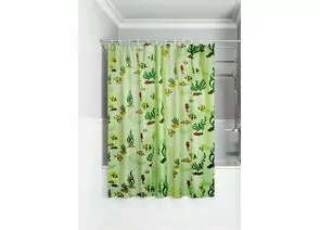 966526 - Штора для ванной п/этилен 180*180,40мкм,Водоросли,10 колец,MPU5262/ Умничка (1)