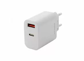 967635 - Сет.адаптер/зарядник/блок пит. СЗУ USB+Type-C 100-220V 20W/3A ERGOLUX ELX-PA05QC-C02 бел, коробка (1)