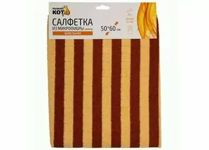 1007736 - Салфетка из микрофибры 50*60см,300гр/м2,универсальная,Полоска вафельная,111199/ Рыжий кот (1)