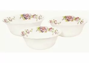 953043 - Набор посуды АНГЛИЙСКАЯ РОЗА 3 предм(салатник17,5см 20см 22,5см)стеклокерамП/У МФК OW-3B4(N)/H202092 (1)