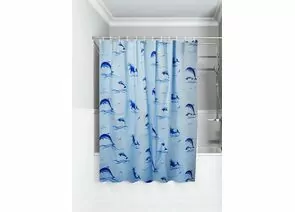 966527 - Штора для ванной п/этилен 180*180,40мкм,Дельфины,10 колец,MPU5231/ Умничка (1)