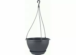 970526 - Горшок для цветов на подвесе 4,5л,d=23см,поддон фиксируемый,Athena вулк серый,IG146110026/ InGreen (1)