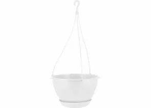 970528 - Горшок для цветов на подвесе 4,5л,d=23см,поддон фиксируемый,Athena бел жасмин,IG146110048/ InGreen (1)