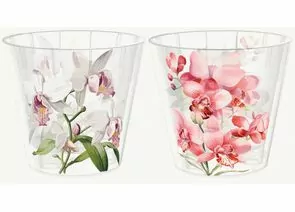 977250 - Горшок для орхидей 1,6л,d=16cм,дрен вставка,прозрачный,декор микс,223605701/00/ Homver (1)
