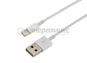 608030 - Кабель USB(A)шт.- 8pin шт.для iPhone 5/6/7 моделей ОРИГИНАЛ (чип MFI) 1М белый REXANT, 18-0000 (1)