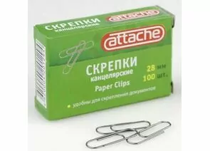 96885 - Скрепки Attache, 28 мм, оцинкованные, 100 шт.в карт.уп. 115672 (1)