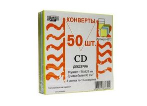 430156 - Конверт Цветные CD декстрин 4цв+бел 50шт/уп/4512 (1)