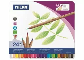 755860 - Карандаши цветные Milan, 24 цв., 6-гран., в металл. упак., 80058 1035355 (1)