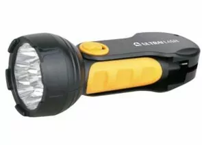 379646 - Ultraflash фонарь ручной LED3816 (акк. 4V 0.7Ah) 9св/д, черный+желт./пластик, вилка 220V (1)