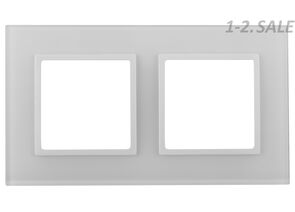 682307 - Эра 14-5102-01 СУ Рамка на 2 поста, стекло, Elegance, белый+бел 5220 (замена на код 841089) (1)