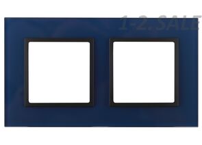 682320 - Эра 14-5102-29 СУ Рамка на 2 поста, стекло, Elegance, синий+антр 5350 (1)