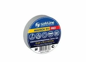 418194 - Safeline изолента ПВХ 15/10 серо-стальная, 150мкм, арт.12121 (1)