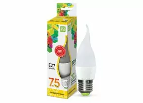 522439 - ASD standard лампа св/д Свеча на ветру C37 E27 7.5W(675lm) 3000К 2K (8W) 132x37 пластик/матов 4570 (1)