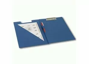 321928 - Папка-планшет BRAUBERG с верхним прижимом и крышкой А4 картон/ПВХ, синяя (удвоенный срок службы) (1)