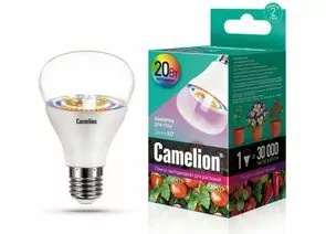 771706 - Camelion лампа св/д для рассады и растений E27 20W(120°) 32мкм/с прозрач138x80 ФИТО LED20-PL/BIO/E27 (1)