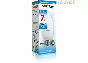 759122 - Smartbuy свеча C37 E27 12W (960 lm) 6000К 6K 37х105 матовая пластик SBL-C37-12-60K-E27 (1)