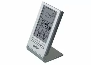 734967 - Perfeo Часы-метеостанция Angle, серебряный, (PF-S2092) время, температура, влажность, дата (1)