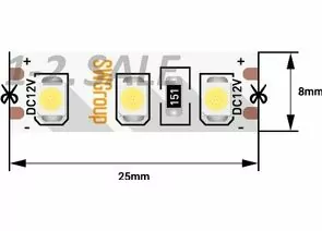 712611 - SWG Лента св/д стандарт 3528 120LED/m 9,6W/m 12V 450Lm/m 5м цена/м 4000K 6886 замена на код 733835 (1)