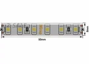 712631 - SWG Лента св/д стандарт 3528 120LED/m 9,6W/m 24V 450Lm/m (5м, цена за 1м) IP65 6000K-6500K 6K 8767 (1)