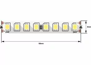 712567 - SWG Лента св/д ПРО 2835 160LED/m 14,4W/m 1600Lm/m (5м, цена за 1м) 24V 2800K-3200K 3K 8866 (1)