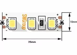 712582 - SWG Лента св/д стандарт 2835 120LED/m 12W/m 12V 1000Lm/m (5м, цена за 1м) 2800K-3200K 3K (1)