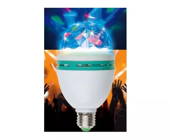 493813 - Лампа-проектор вращ. E27 3W RGB Volpe Disco ULI-Q301, d=8см, проекц вертик. 220V белый (1)