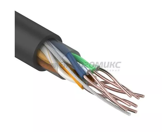496378 - REXANT кабель витая пара U/UTP 4х2х24 AWG Cat5e CU, OUTDOOR, черный, 305м (цена за бухту) 01-0045 (1)