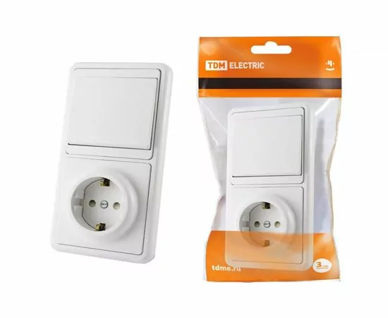 497563 - TDM блок (верт.) (роз. + 1кл. выкл.) СУ бел. (земля, шторки) БКВР-1 (10!) SQ1813-0001 (1)