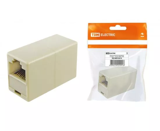 500272 - TDM Компьютерный проходник RJ-45 (соединитель) (гнездо-гнездо) 8P8C (инд. уп.) (50!) SQ1809-0019 (1)