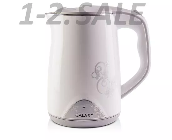 600826 - Чайник электр. Galaxy GL-0301 белый (диск, 1,5л) 2кВт, двойной корпус, нерж.сталь/пластик (2)