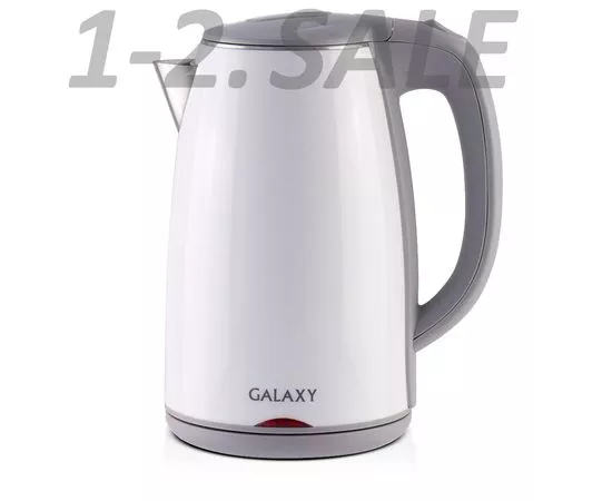 600829 - Чайник электр. Galaxy GL-0307 белый (диск, 1,7л) 2кВт, двойной корпус, нерж.сталь/пластик (2)