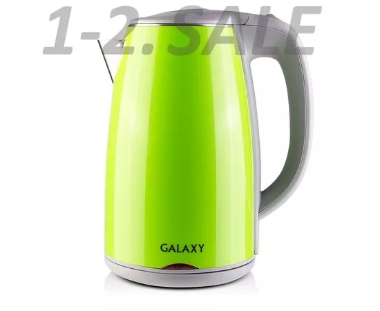 600830 - Чайник электр. Galaxy GL-0307 зеленый (диск, 1,7л) 2кВт, двойной корпус, нерж.сталь/пластик (2)