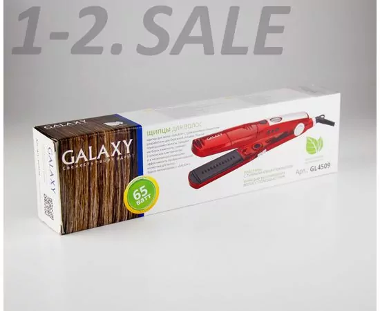 600855 - Щипцы д/волос (выпрямитель) Galaxy GL-4509, турмалин.пластины,функция выпр.паром,инд.темп.реж., 65Вт (10)