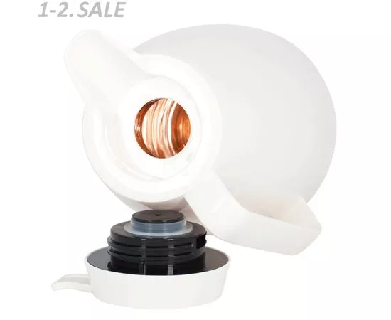 654308 - Термокувшин (термос) Турин стекл. колба/пластик, кнопка-дозатор, 1л, белый, 60485 Master House (5)