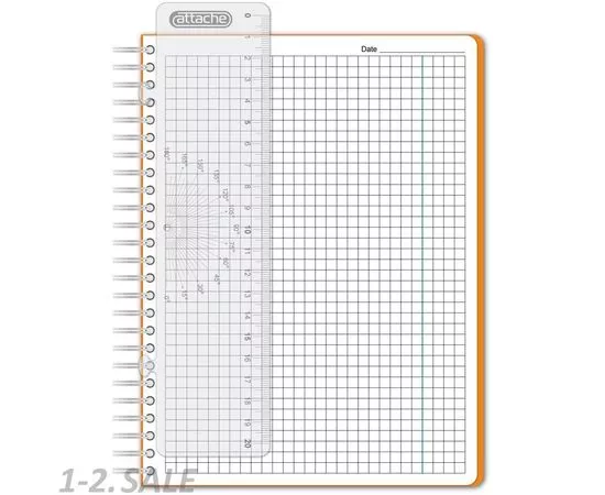 404505 - Бизнес-тетрадь WAVES А5 100л. Attache клет,спир,пласт,заклад,цв.оранжевый 272859 (3)