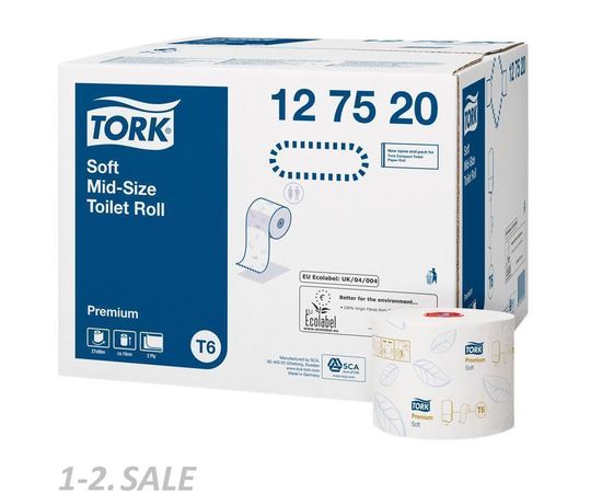 436086 - Бумага туалетная Tork Premium 2-сл.127520 белая 100м/рул.T6 (1)