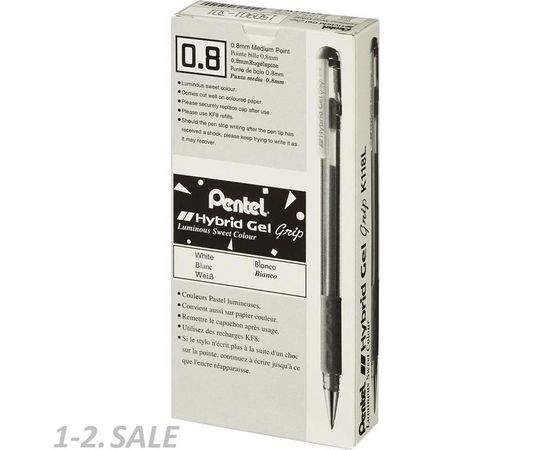 567061 - Ручка гелевая Hybrid gel Grip K118-LW, белая, 0,4мм (8)