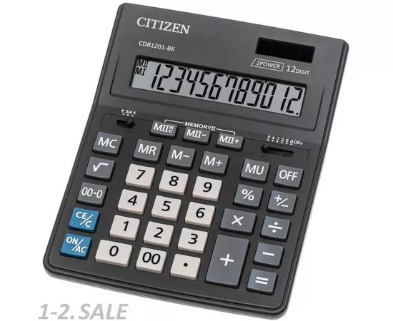 580738 - Калькулятор настольный CITIZEN BusinessLine CDB1201-BK, 12 разр, черн. (3)