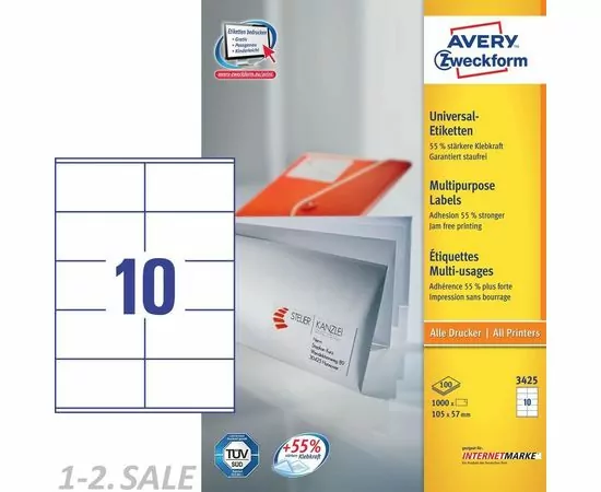 47039 - Наклейки д/принт.,копир.апп. Z3425 Этикет.белые 105х57мм I-J+L+C А4 1000шт.универс. 5246 (7)