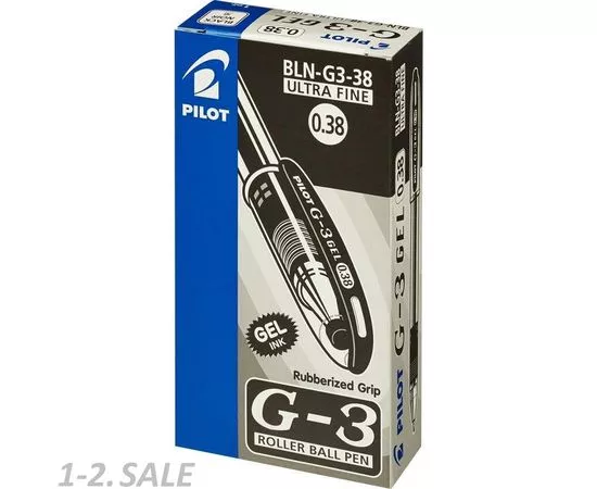 49281 - Ручка гелевая PILOT BL-G3-38 с резин.манжеткой черная Япония 45568 (10)