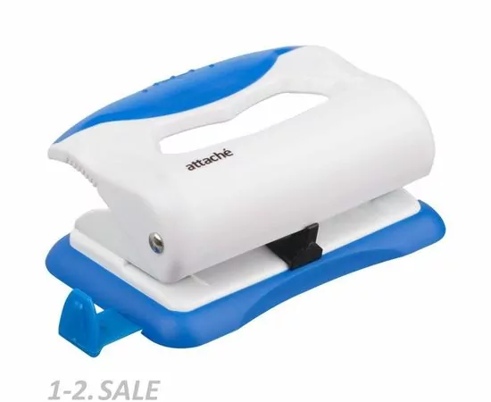 605105 - Дырокол Attache Master до 8 листов, белый/синий 612597 (3)