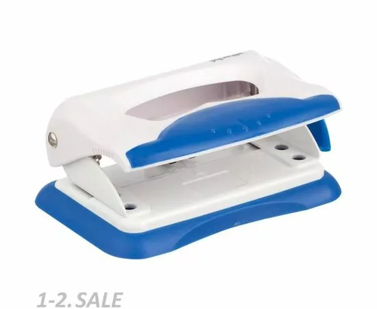 605105 - Дырокол Attache Master до 8 листов, белый/синий 612597 (5)